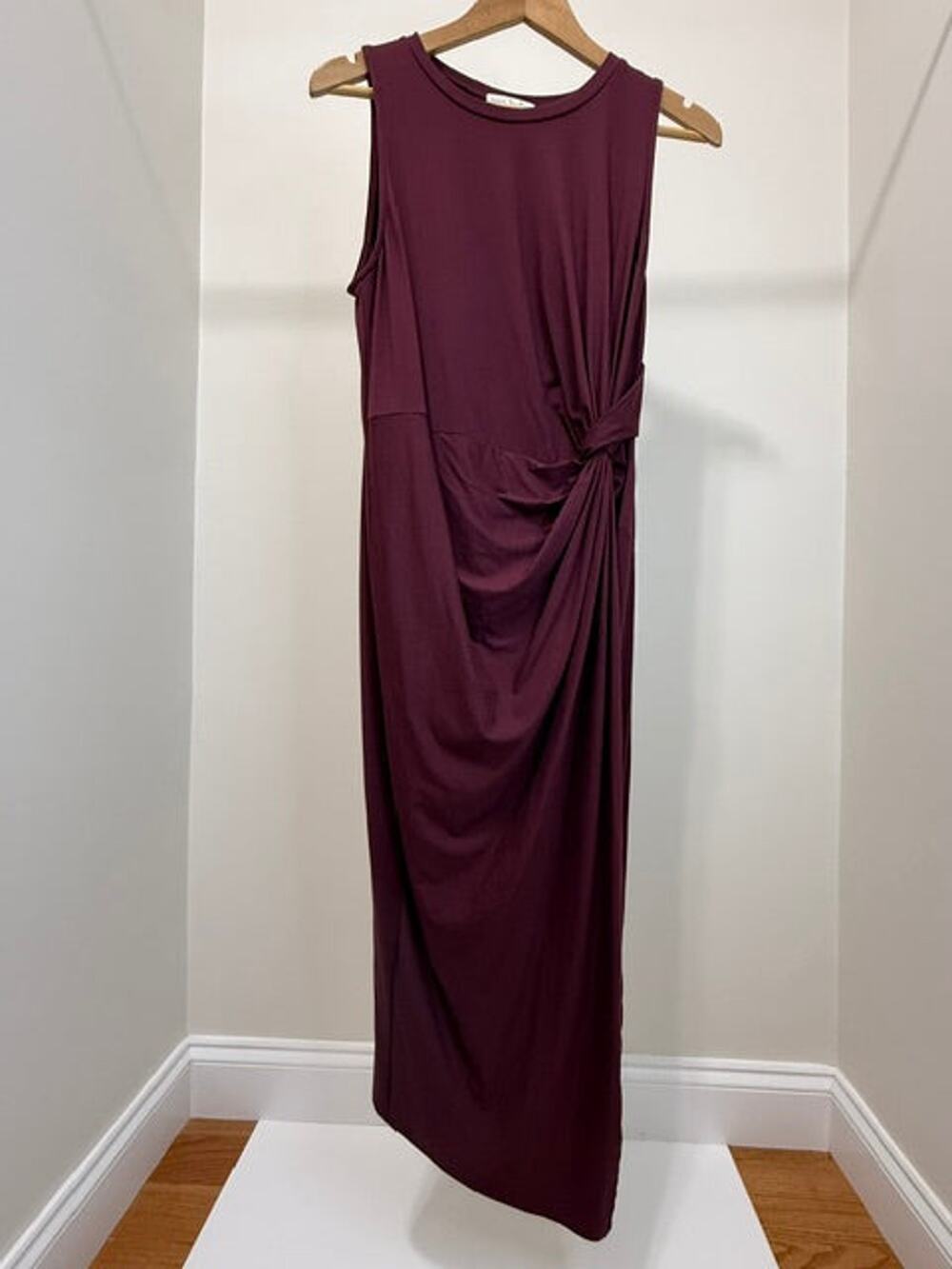 Nine Britton Burgundy Twist Waist Faux Wrap Tank Midi Dress SzXL